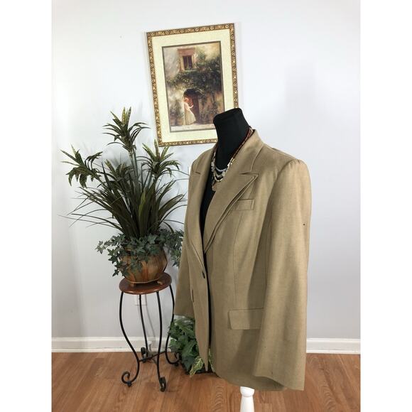 Lafayette 148 Blazer 14 Blue 97% Wool Lined Long Sleeve Mob Wife Office Siren - Picture 4 of 10